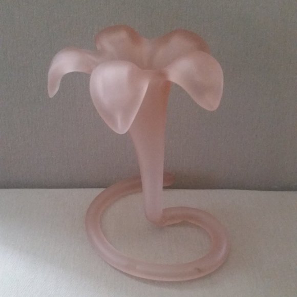 Vintage pink satin glass Jack in the Pulpit vase hand blown EUC - Picture 2 of 2
